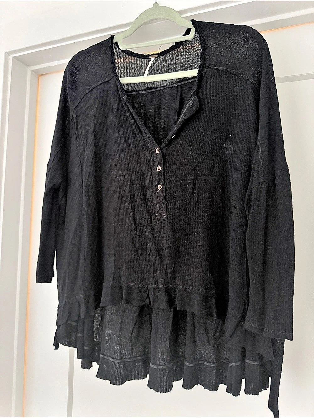 Free People We The Free Montreal Oversized Thermal Henley Black XS